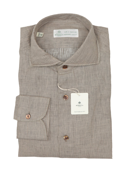Luigi Borrelli Light Brown Linen Shirt - Slim - (LB1119223) - Parent