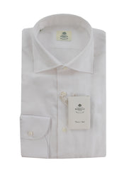 $500 Luigi Borrelli White Solid Cotton Shirt - Slim - (LB125257) - Parent