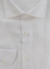 $500 Luigi Borrelli White Solid Cotton Shirt - Slim - (LB125257) - Parent