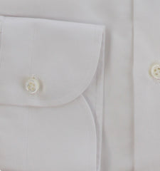 $500 Luigi Borrelli White Solid Cotton Shirt - Slim - (LB125257) - Parent