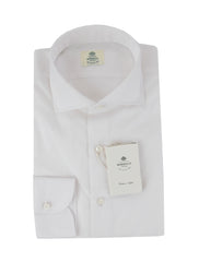 $500 Luigi Borrelli White Solid Cotton Shirt - Slim - 18/45 - (LB125258)