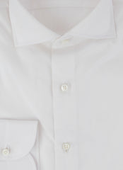 $500 Luigi Borrelli White Solid Cotton Shirt - Slim - (LB125258) - Parent