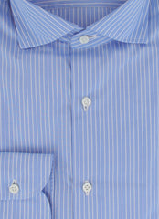 $500 Luigi Borrelli Light Blue Striped Shirt - Slim - (LB328262) - Parent