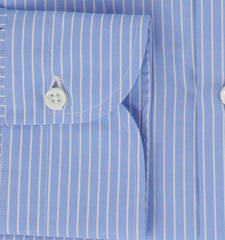 $500 Luigi Borrelli Light Blue Striped Shirt - Slim - (LB328262) - Parent