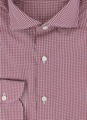 $500 Luigi Borrelli Burgundy Red Check Shirt - Slim - (LB12272422) - Parent