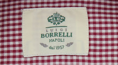 $500 Luigi Borrelli Burgundy Red Check Shirt - Slim - (LB12272422) - Parent