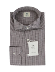 $500 Luigi Borrelli Dark Brown Micro-Check Shirt - Slim - 16/41 - (LB1252513)