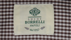 $500 Luigi Borrelli Dark Brown Micro-Check Shirt - Slim - (LB1252513) - Parent