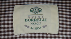 $500 Luigi Borrelli Dark Brown Micro-Check Shirt - Slim - (LB1227258) - Parent