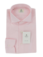 $500 Luigi Borrelli Pink Solid Cotton Shirt - Slim - 15.75/40 - (LB12272412)