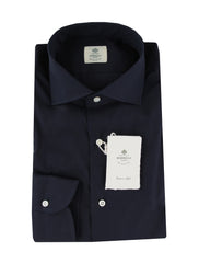 $500 Luigi Borrelli Dark Blue Cotton Blend Shirt - Slim - 17.5/44 - (LB382614)