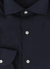 $500 Luigi Borrelli Dark Blue Cotton Blend Shirt - Slim - (LB382614) - Parent