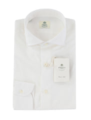 $500 Luigi Borrelli White Solid Cotton Shirt - Slim - (LB729266) - Parent