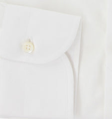 $500 Luigi Borrelli White Solid Cotton Shirt - Slim - (LB729266) - Parent