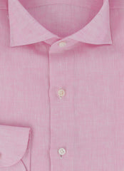 $500 Luigi Borrelli Pink Solid Linen Shirt - Slim - (LB125256) - Parent