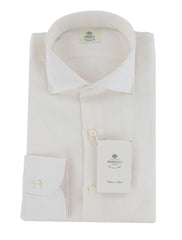 $500 Luigi Borrelli White Solid Linen Shirt - Slim - 17/43 - (LB1231253)