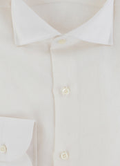 $500 Luigi Borrelli White Solid Linen Shirt - Slim - (LB1231253) - Parent