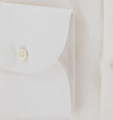$500 Luigi Borrelli Cream Solid Cotton Shirt - Slim - (LB12272516) - Parent