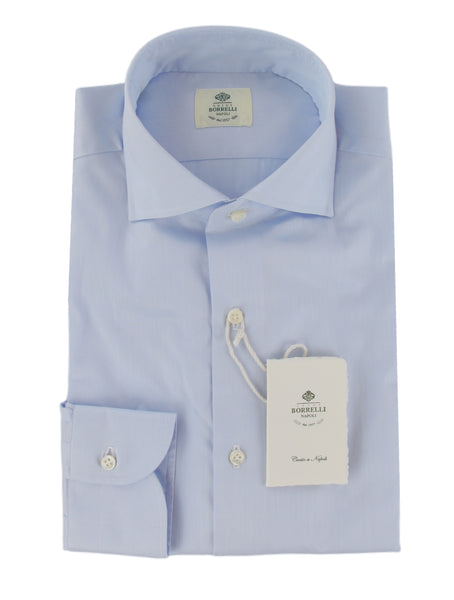 $500 Luigi Borrelli Light Blue Solid Shirt - Slim - (LB12272510) - Parent