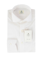 $500 Luigi Borrelli White Solid Shirt - Slim - 15/38 - (LB81261)