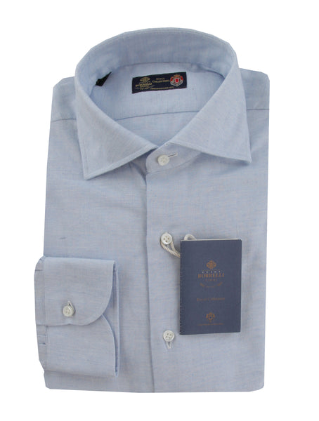 $600 Luigi Borrelli Light Blue Cotton Shirt - Slim - (LB1252522) - Parent