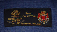 $600 Luigi Borrelli Blue Solid Linen Shirt - Slim - (LB125252) - Parent