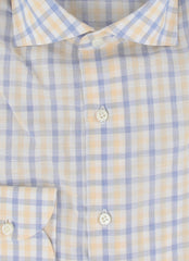 $500 Luigi Borrelli Yellow Plaid Cotton Shirt - Slim - (LB328265) - Parent
