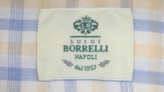 $500 Luigi Borrelli Yellow Plaid Cotton Shirt - Slim - (LB328265) - Parent