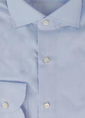 $500 Luigi Borrelli Light Blue Solid Cotton Shirt - Slim - (LB38268) - Parent