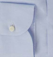 $500 Luigi Borrelli Light Blue Solid Cotton Shirt - Slim - (LB38268) - Parent