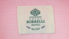 $500 Luigi Borrelli Pink Plaid Cotton Shirt - Slim - (LB7292613) - Parent