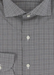 $500 Luigi Borrelli Black Check Cotton Shirt - Slim - (LB12272419) - Parent
