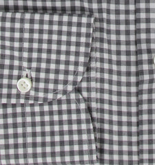 $500 Luigi Borrelli Black Check Cotton Shirt - Slim - (LB12272420) - Parent