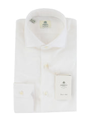 $500 Luigi Borrelli White Solid Cotton Shirt - Slim - 16/41 - (LB729268)