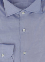 $500 Luigi Borrelli Blue Solid Cotton Shirt - Slim - (LB1252510) - Parent