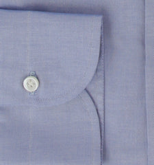 $500 Luigi Borrelli Blue Solid Cotton Shirt - Slim - (LB1252510) - Parent
