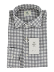 $500 Luigi Borrelli Gray Plaid Wool Blend Shirt - Slim - (LB12272521) - Parent