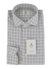 $500 Luigi Borrelli Light Gray Plaid Shirt - Slim - 15.5/39 - (LB12272519)