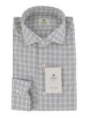 $500 Luigi Borrelli Light Gray Plaid Shirt - Slim - 15.5/39 - (LB12272519)