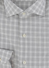 $500 Luigi Borrelli Light Gray Plaid Shirt - Slim - (LB12272519) - Parent