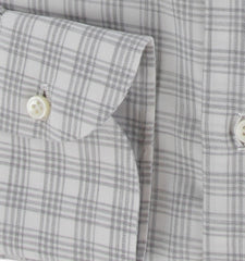 $500 Luigi Borrelli Light Gray Plaid Shirt - Slim - (LB12272519) - Parent
