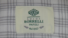$500 Luigi Borrelli Light Gray Plaid Shirt - Slim - (LB12272519) - Parent
