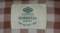 $500 Luigi Borrelli Brown Check Cotton Shirt - Slim - (LB1227257) - Parent