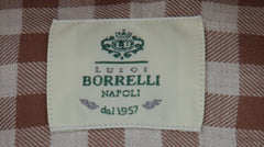 $500 Luigi Borrelli Brown Check Cotton Shirt - Slim - (LB1227257) - Parent