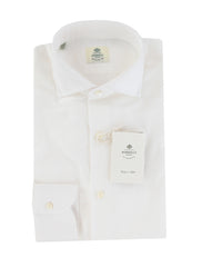 $500 Luigi Borrelli White Solid Cotton Shirt - Slim - (LB729261) - Parent
