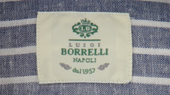 $500 Luigi Borrelli Dark Blue Striped Shirt - Slim - (LB81266) - Parent