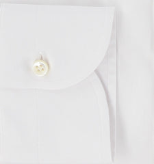 $500 Luigi Borrelli White Solid Cotton Shirt - Slim - (LB729269) - Parent