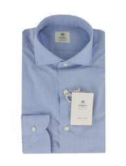 $500 Luigi Borrelli Light Blue Solid Cotton Shirt - Slim - 17/43 - (LB7292612)