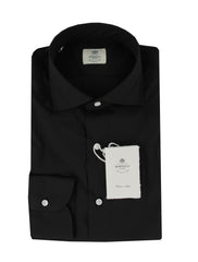 $500 Luigi Borrelli Black Solid Shirt - Slim - 14.5/37 - (LB1252517)