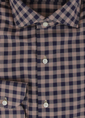 $500 Luigi Borrelli Dark Blue Check Cotton Shirt - Slim - (LB38266) - Parent